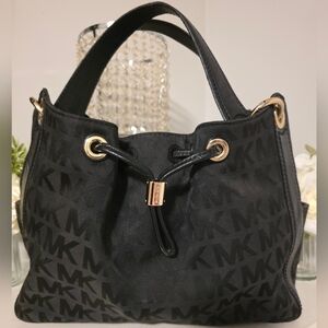 Michael Kors Black Drawstring Tote Bag